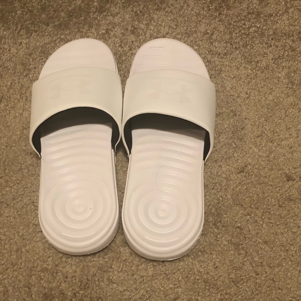 Under Armour White Slides